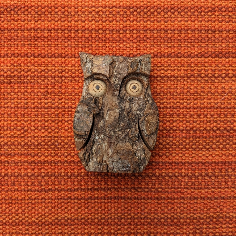 Wooden Carved Owl Decor